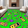 thumbnail image 1 of ODIKA 4'x6' Machine Washable Non-Slip Area Rug, Cartoon Classic Gamepad with Vibrant Abstract High Traffic Rug with Pad, Green, 719293, 1 of 8