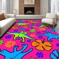 thumbnail image 1 of ODIKA 4x6 Machine Washable Non-Slip Area Rug, Cartoon Prehistoric Adventure with Whimsical Dino Parade and Jungle Flora High Traffic Rug with Pad, Pink, 729408, 1 of 8