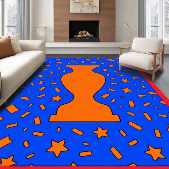 ODIKA 4'x6' Machine Washable Non-Slip Area Rug, Celebration Decorative Floor Protection Display High Traffic Rug, Orange, 669988
