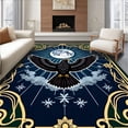 thumbnail image 1 of ODIKA 4'x6' Machine Washable Non-Slip Area Rug, Celestial Crow Crochet Kit with Full Moon Backdrop Design High Traffic Rug with Pad, Black, 730298, 1 of 8
