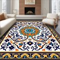 thumbnail image 1 of ODIKA 4x6 Machine Washable Non-Slip Area Rug, Celestial Folklore Motif with Whimsical Foliage and Radiant Accents High Traffic Rug with Pad, Orange, 464596, 1 of 8