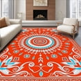 thumbnail image 1 of ODIKA 4'x6' Machine Washable Non-Slip Area Rug, Celestial Interlocking with Starburst Accents High Traffic Rug, Red, 713869, 1 of 7