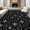 thumbnail image 1 of ODIKA 4'x6' Machine Washable Non-Slip Area Rug, Celestial Snowflake Spiral Skirt with Silver Glitter Accents High Traffic Rug with Pad, Black, 631259, 1 of 8