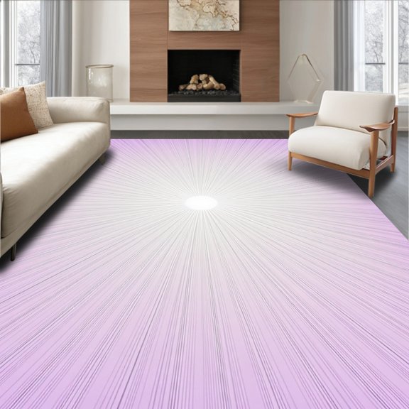 ODIKA 4'x6' Machine Washable Non-Slip Area Rug, Celestial Starburst Design with Gradient Edges Motif High Traffic Rug, Purple, 616895