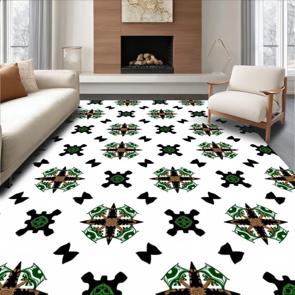 ODIKA 4x6 Machine Washable Non-Slip Area Rug, Celtic Knot Design with Heritage High Traffic Rug, Black, 713348