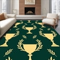 thumbnail image 1 of ODIKA 4'x6' Machine Washable Non-Slip Area Rug, Championship Trophy Design Athletic Enthusiast Decorative High Traffic Rug with Pad, Green, 674227, 1 of 8