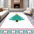 thumbnail image 1 of ODIKA 4'x6' Machine Washable Non-Slip Area Rug, Charming Evergreen Full Bathroom Package Jolly Spruce Display High Traffic Rug, Teal, 629115, 1 of 7