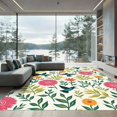 thumbnail image 1 of ODIKA 4'x6' Machine Washable Non-Slip Area Rug, Charming Hummingbird and Floral Patterned High Traffic Rug, Pink, 906293, 1 of 7