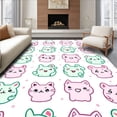 thumbnail image 1 of ODIKA 4'x6' Machine Washable Non-Slip Area Rug, Charming Kitten Faces with Polka Dot Background and Curly Details High Traffic Rug with Pad, Pink, 515366, 1 of 8