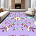 thumbnail image 1 of ODIKA 4'x6' Machine Washable Non-Slip Area Rug, Charming Pastoral Daydream with Whimsical Animal Gathering High Traffic Rug with Pad, Purple, 744112, 1 of 8