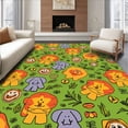 thumbnail image 1 of ODIKA 4'x6' Machine Washable Non-Slip Area Rug, Charming Safari Adventure with Friendly Jungle Beasts High Traffic Rug, Green, 725565, 1 of 7