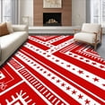thumbnail image 1 of ODIKA 4'x6' Machine Washable Non-Slip Area Rug, Cheerful Cane Stripe Floor with Constellation Design High Traffic Rug, Red, 742258, 1 of 7