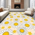 thumbnail image 1 of ODIKA 4x6 Machine Washable Non-Slip Area Rug, Cheerful Daisy Chain Contemporary Art Style Floor Covering High Traffic Rug, Beige, 666918, 1 of 7