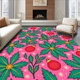 thumbnail image 1 of ODIKA 4'x6' Machine Washable Non-Slip Area Rug, Cheerful Design Featuring Holiday Ornaments and Twinkling Lights High Traffic Rug, Pink, 619890, 1 of 7