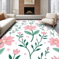 thumbnail image 1 of ODIKA 4'x6' Machine Washable Non-Slip Area Rug, Cheerful Hedgehog Illustration with Floral and Foliage Accents High Traffic Rug with Pad, Pink, 619591, 1 of 8