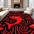 thumbnail image 1 of ODIKA 4'x6' Machine Washable Non-Slip Area Rug, Cheerful with Abstract Snowflake and Decorative Stripe Designs High Traffic Rug with Pad, Red, 743494, 1 of 8