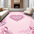 thumbnail image 1 of ODIKA 4'x6' Machine Washable Non-Slip Area Rug, Chic Motif with Modern Interlocking Florals and Leafy Details High Traffic Rug, Pink, 612902, 1 of 7