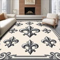 thumbnail image 1 of ODIKA 4'x6' Machine Washable Non-Slip Area Rug, Classic Antiqued Baroque Fleur de Emblem High Traffic Rug, Beige, 657883, 1 of 7