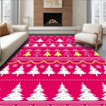 thumbnail image 1 of ODIKA 4'x6' Machine Washable Non-Slip Area Rug, Classic Christmas Tree Array with Ornaments and Twisting Ribbons High Traffic Rug with Pad, Pink, 741810, 1 of 8