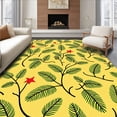 thumbnail image 1 of ODIKA 4'x6' Machine Washable Non-Slip Area Rug, Classic Festive Pinecone Medley Surrounded by Holly Branch Flourishes High Traffic Rug, Yellow, 626212, 1 of 7