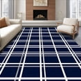 thumbnail image 1 of ODIKA 4'x6' Machine Washable Non-Slip Area Rug, Classic Gingham Plaid Check with Modern Twist and Subtle Accent Lines High Traffic Rug, Blue, 701991, 1 of 7