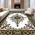 thumbnail image 1 of ODIKA 4'x6' Machine Washable Non-Slip Area Rug, Classic Heritage Inspired Floral Medallion Design with Ornate Borders High Traffic Rug with Pad, Green, 666227, 1 of 8