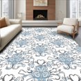 thumbnail image 1 of ODIKA 4'x6' Machine Washable Non-Slip Area Rug, Classic Interlocking Vine Medallion Featuring Artisanal Bloom Details High Traffic Rug with Pad, Blue, 660910, 1 of 8