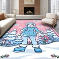 thumbnail image 1 of ODIKA 4'x6' Machine Washable Non-Slip Area Rug, Classic North Pole Washroom Showcasing Cheerful Friend High Traffic Rug with Pad, Pink, 737858, 1 of 8