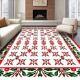thumbnail image 1 of ODIKA 4'x6' Machine Washable Non-Slip Area Rug, Classic Plaid Interlocking Holly Berry Christmas Ornament Design High Traffic Rug with Pad, Red, 737835, 1 of 8