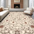 thumbnail image 1 of ODIKA 4'x6' Machine Washable Non-Slip Area Rug, Classic Vine with Blooming Rose Details High Traffic Rug with Pad, Ivory, 454113, 1 of 8
