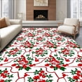 thumbnail image 1 of ODIKA 4'x6' Machine Washable Non-Slip Area Rug, Classic Winter Festival Interlocking Tree Crest and Holly Berry Design High Traffic Rug with Pad, Red, 731410, 1 of 8