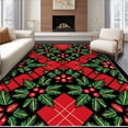 thumbnail image 1 of ODIKA 4'x6' Machine Washable Non-Slip Area Rug, Classic Yuletide Evergreen Branch Interwoven Tartan Design High Traffic Rug, Black, 651792, 1 of 7