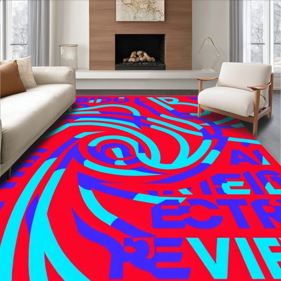 ODIKA 4'x6' Machine Washable Non-Slip Area Rug, Classroom Reading with Phonetic Symbol Learning Graphics High Traffic Rug, Red, 693995