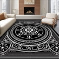 thumbnail image 1 of ODIKA 4'x6' Machine Washable Non-Slip Area Rug, Compass Navigation Design with Intricate Celestial Motifs High Traffic Rug with Pad, Black, 704157, 1 of 8