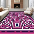 thumbnail image 1 of ODIKA 4'x6' Machine Washable Non-Slip Area Rug, Contemporary Fretwork Maze with Abstract High Traffic Rug, Pink, 531734, 1 of 7