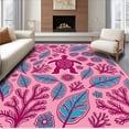 thumbnail image 1 of ODIKA 4'x6' Machine Washable Non-Slip Area Rug, Coral Garden Dance with and Flowing Fish Design High Traffic Rug, Pink, 640214, 1 of 7