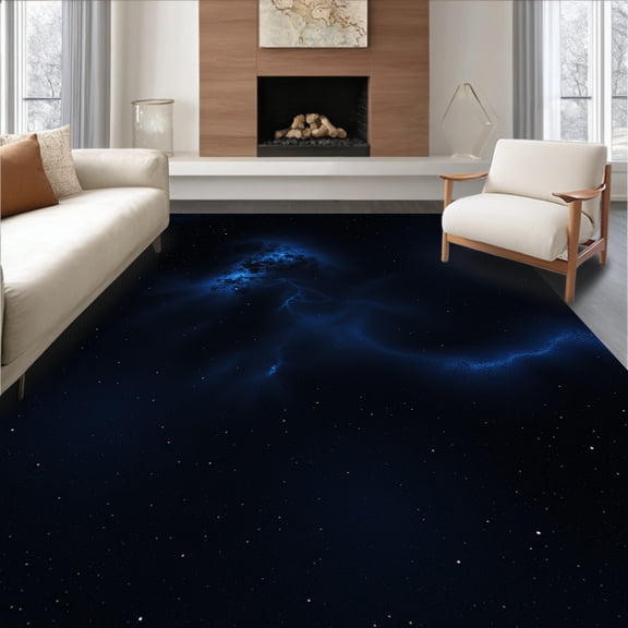 ODIKA 4'x6' Machine Washable Non-Slip Area Rug, Cosmic Nebula Stardust Galactic Night Luxury Statement High Traffic Rug, Black, 544114