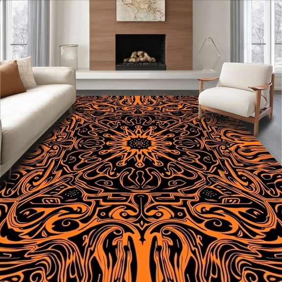ODIKA 4'x6' Machine Washable Non-Slip Area Rug, Cosmic Stargazer Astral Constellation Universe Dreamcatcher High Traffic Rug, Black, 710004