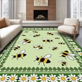 thumbnail image 1 of ODIKA 4'x6' Machine Washable Non-Slip Area Rug, Cottage Bumblebee Daisy Chain Farmhouse Country Style Floor High Traffic Rug with Pad, Green, 681735, 1 of 8
