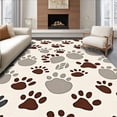 thumbnail image 1 of ODIKA 4'x6' Machine Washable Non-Slip Area Rug, Country Farmhouse Animal Print Floor with Paw Tracks High Traffic Rug with Pad, Brown, 612356, 1 of 8