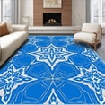thumbnail image 1 of ODIKA 4'x6' Machine Washable Non-Slip Area Rug, Crystal Iceflake Cascade Featuring Stylized Snow Forms High Traffic Rug, Blue, 629835, 1 of 7