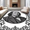 thumbnail image 1 of ODIKA 4'x6' Machine Washable Non-Slip Area Rug, Currency Inspired Artistic Motif Featuring Benjamin Portrait High Traffic Rug with Pad, Black, 666567, 1 of 8