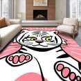 thumbnail image 1 of ODIKA 4'x6' Machine Washable Non-Slip Area Rug, Cute Cartoon Tiger Figure with Expressive Face and Bold Stripe Accents High Traffic Rug with Pad, Pink, 679243, 1 of 8