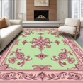 thumbnail image 1 of ODIKA 4'x6' Machine Washable Non-Slip Area Rug, Damask Faded Botanical Luxury Accent High Traffic Rug, Pink, 574927, 1 of 7