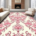 thumbnail image 1 of ODIKA 4'x6' Machine Washable Non-Slip Area Rug, Damask Floral Motifs with Scrollwork Accents High Traffic Rug with Pad, Pink, 539916, 1 of 8