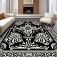 thumbnail image 1 of ODIKA 4x6 Machine Washable Non-Slip Area Rug, Damask Inspired Flourish with Traditional Elegance High Traffic Rug with Pad, Black, 464290, 1 of 8