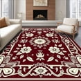 thumbnail image 1 of ODIKA 4'x6' Machine Washable Non-Slip Area Rug, Damask Rose Garden Tapestry with Traditional Motifs High Traffic Rug with Pad, Red, 611914, 1 of 8