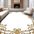 thumbnail image 1 of ODIKA 4'x6' Machine Washable Non-Slip Area Rug, Damask Scrollwork with Patina Effect High Traffic Rug with Pad, Brown, 536073, 1 of 8