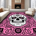 thumbnail image 1 of ODIKA 4'x6' Machine Washable Non-Slip Area Rug, Day of Dead Sugar Skull Hook Making Kit Festive High Traffic Rug with Pad, Pink, 644080, 1 of 8