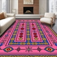 thumbnail image 1 of ODIKA 4'x6' Machine Washable Non-Slip Area Rug, Decorative Latch Kit Stained Glass Cathedral Window Needlecraft Project High Traffic Rug, Pink, 643968, 1 of 7